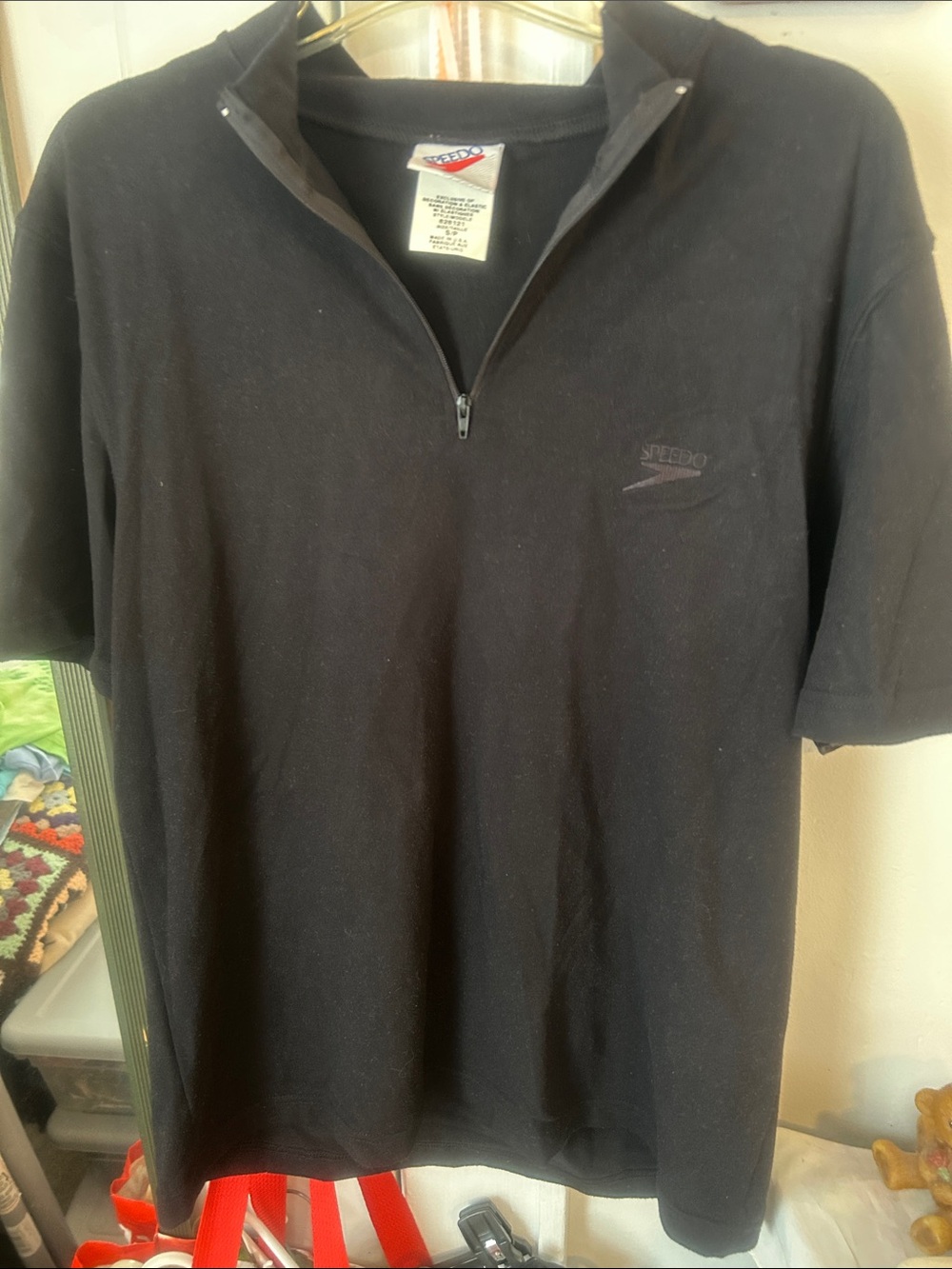 Speedo Men's Black Half-Zip Polo Shirt